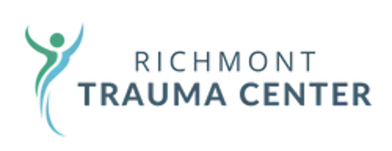 Logo of the Richmond Trauma Center, featuring a stylized figure with raised arms, accompanied by bold text of the center's name.